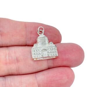 Estate Silver Plated Capitol Building Charm Pendant